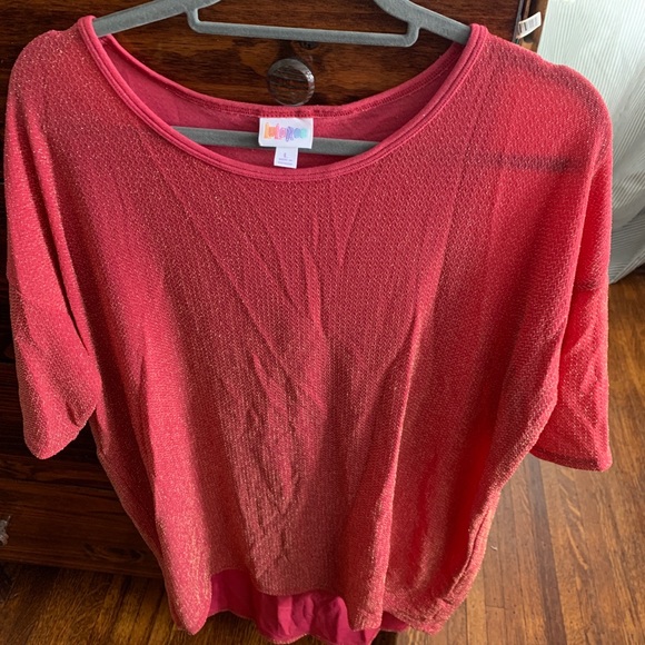 Lularoe Irma deep coral/salmon with gold
